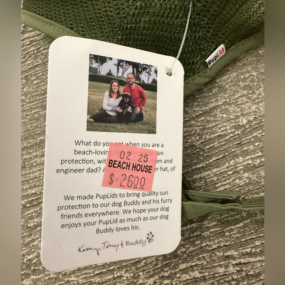 NWT! PupLids with Santa Barbara Surf Shop logo. Green and white cap for dogs.